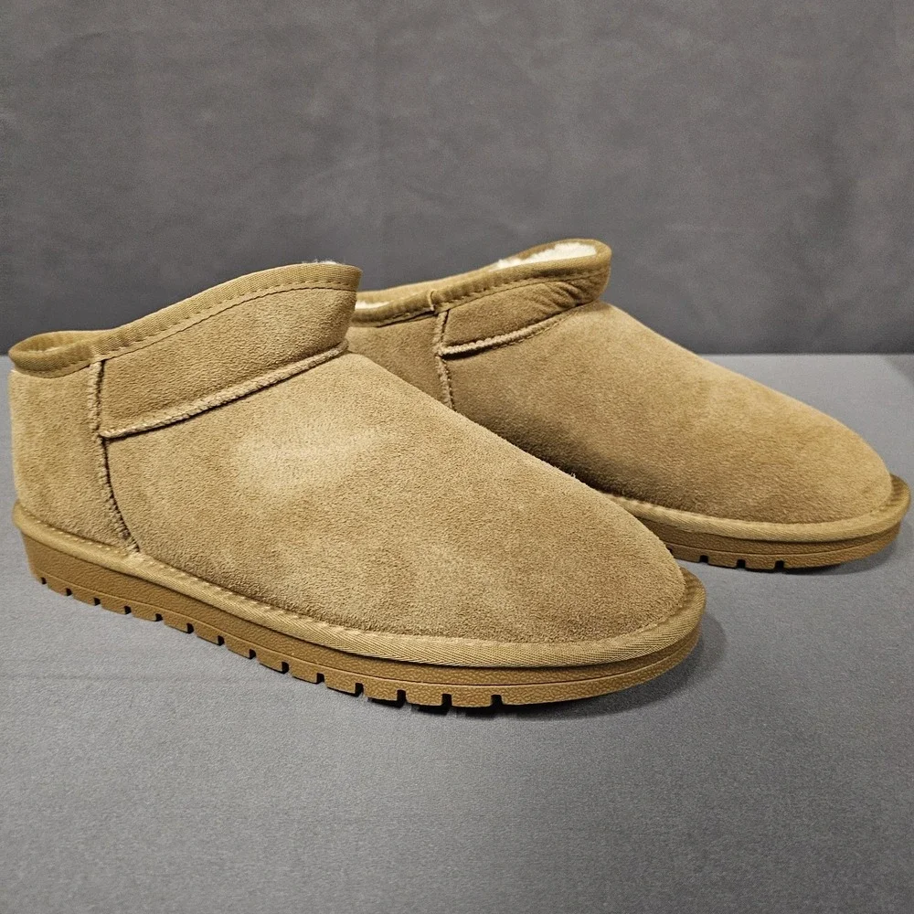 Women Shorty Boots Comfortable Suede SlipOn Booties Cushioned Chestnut 11 - 11.5